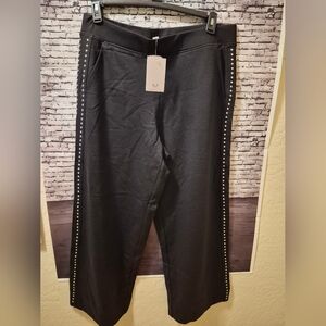 MAGOSCHONI BLACK & SILVER STUDDED PANTS SIZE XL